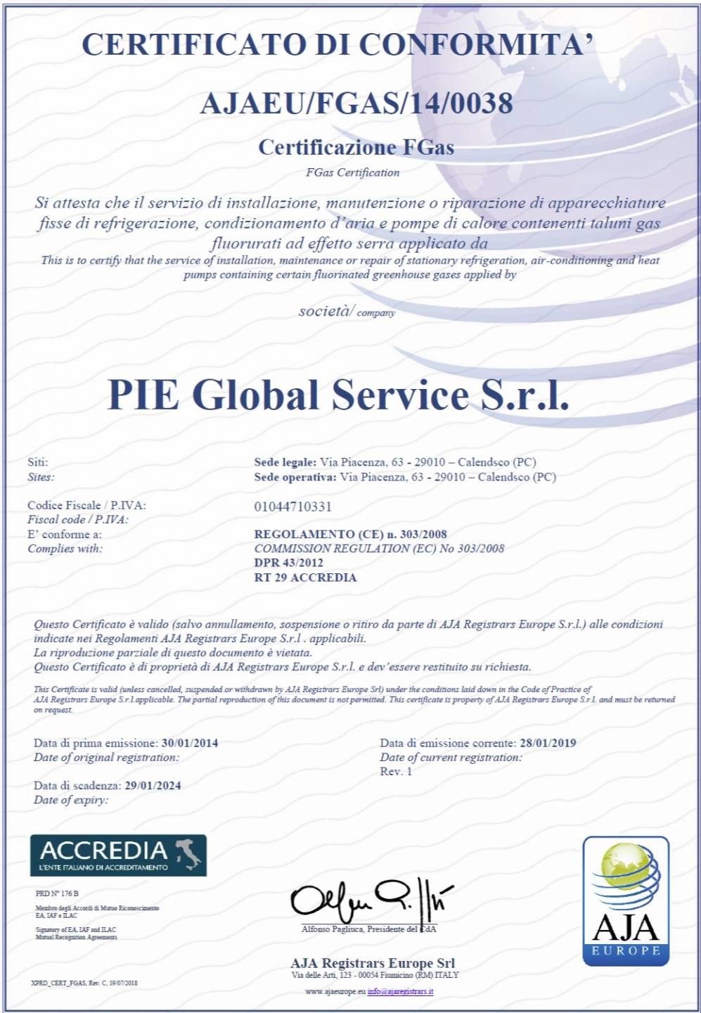 Punto Enel a Piacenza, Pie Global Service - 